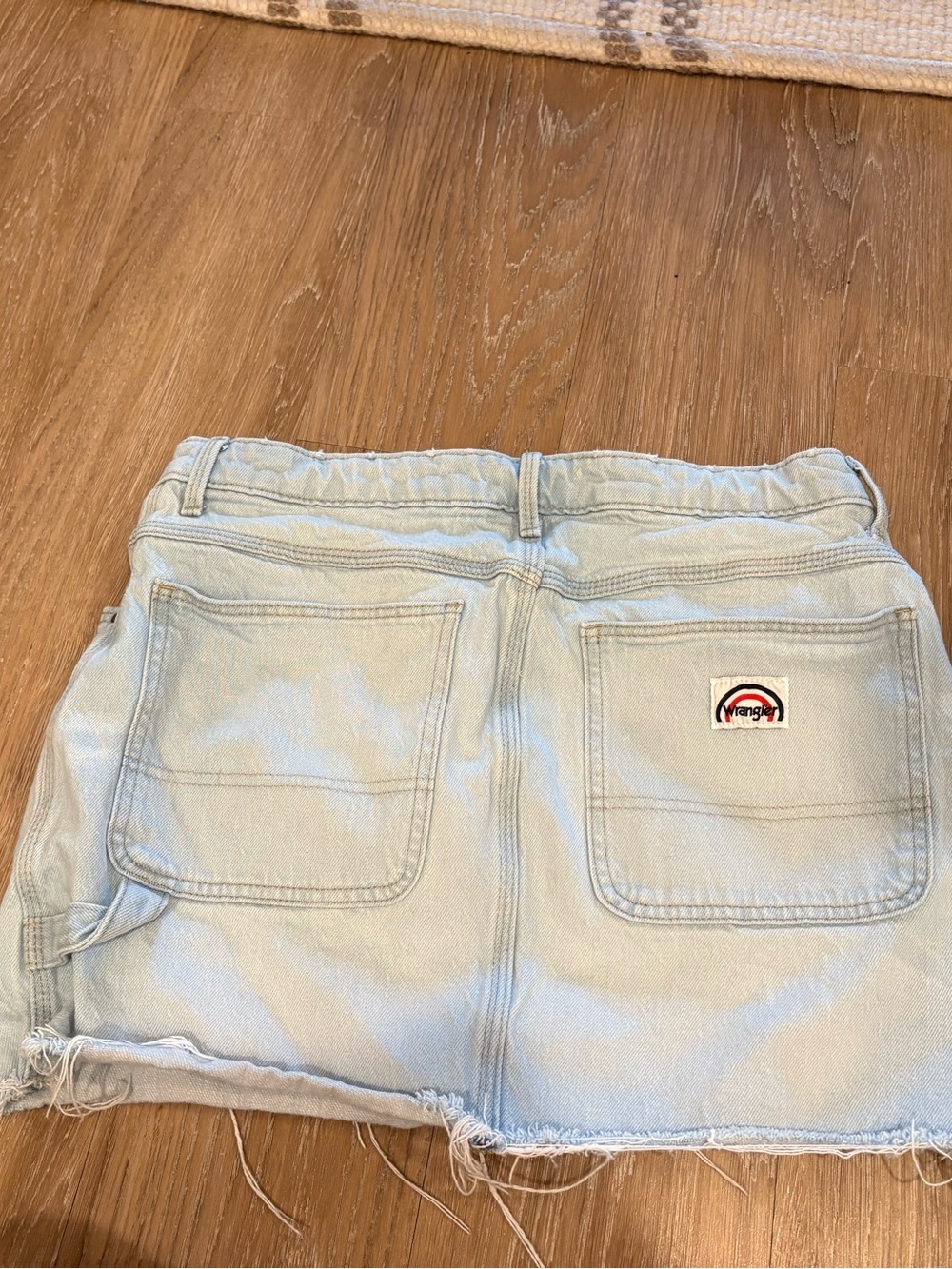 Wrangler Light Wash Denim Short Skort with Frayed Hem